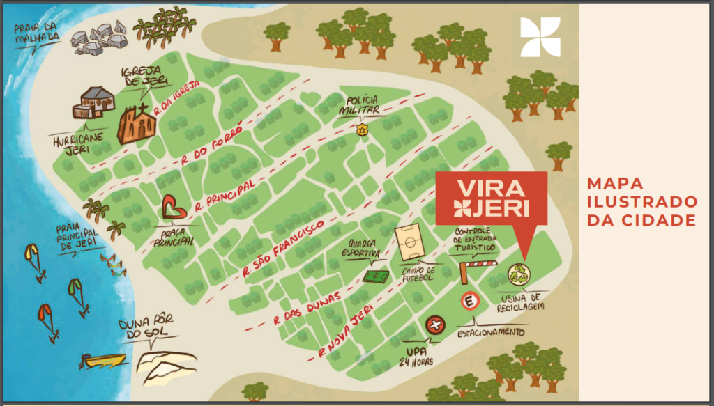mapa ilustrado oficial com as festas do Vira Jeri 2023